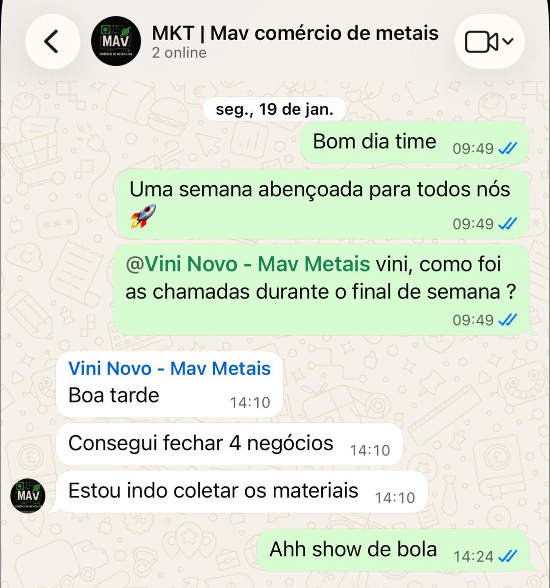 Feedback real — MAV Comércio de Metais