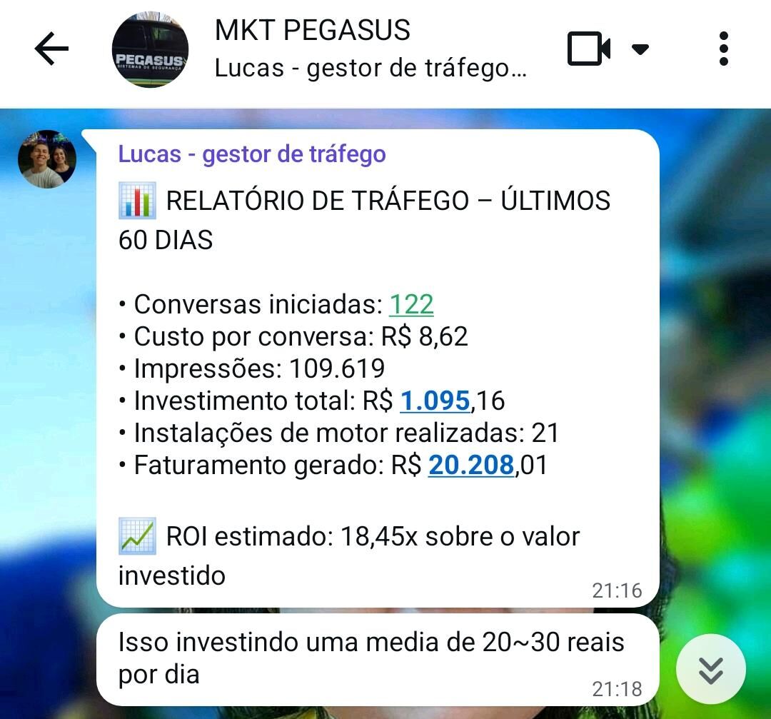 Feedback real — Pegasus — ROI 18,45x